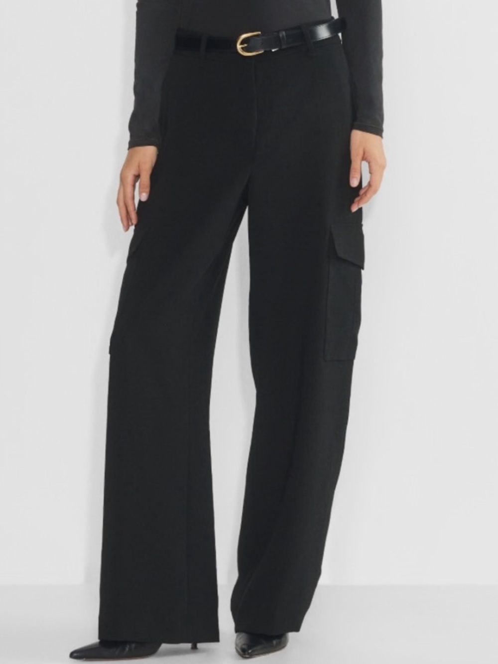 Wilfred Bridger Cargo Pant Wide Leg Black Pants Size 10 NWT